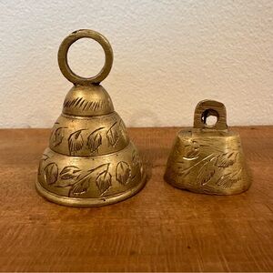 Bells Of Sarna INDIA Brass Bells Etched leaves